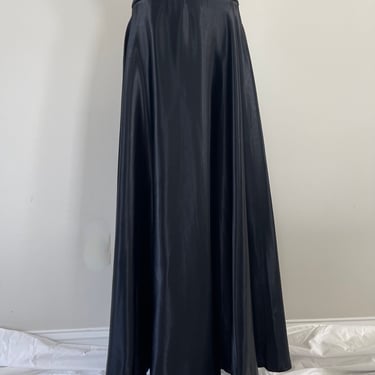 1990's RALPH Ralph Lauren Black Satin Full Skirt 