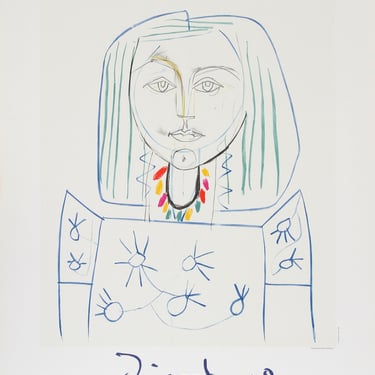 Portrait de Femme au Collier by Pablo Picasso, Marina Picasso Estate Lithograph Poster 