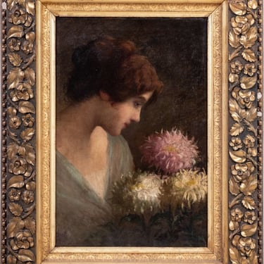 American School Portrait of a Woman Oil on Canvas
