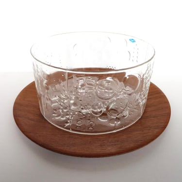 Iittala Nuutajärvi Large Glass Bowl, Oiva Toikka Glass Flora Dish 