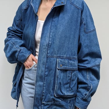 Vintage Lined Denim Bomber Jacket