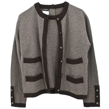 Chanel 1996 Ensemble Cardigan Top Brown #38