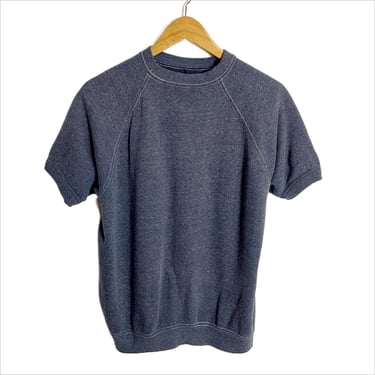 1970s blue short sleeve sweatshirt - vintage sportswear 
