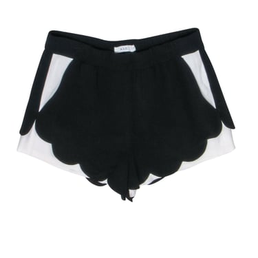 A.L.C - Black & White Colorblock Shorts w/ Scallop Hem Sz 4
