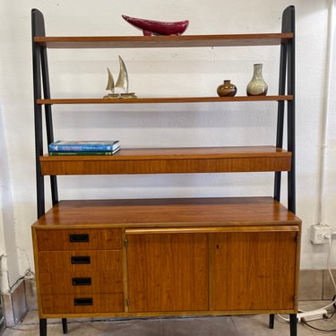 Scandinavian Mid Century Teak A-Frame Bookcase/Desk