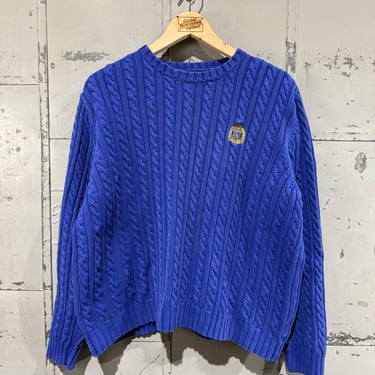 Vintage Royal Blue Cable Knit Polo Ralph Lauren Sweater 