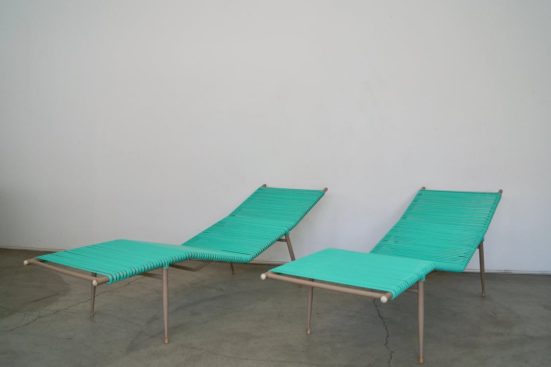 Pair of 1960's Midcentury Modern Patio Chaise Lounge Chairs Cyclic