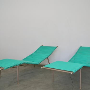 Pair of 1960's Mid-century Modern Patio Chaise Lounge Chairs 