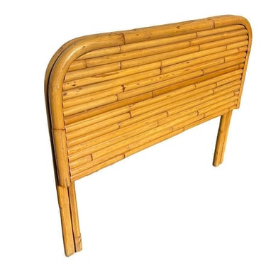 Restored Art Deco Stacked Rattan Twin Size Headboard 