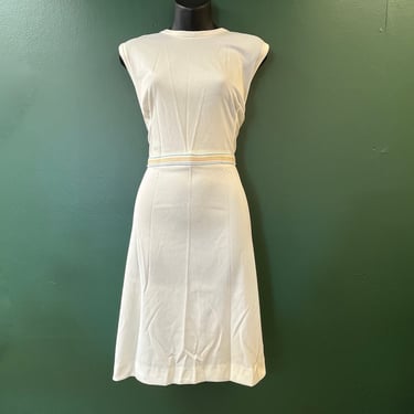1960s mod dress vintage off white pastel striped sporty frock XL 