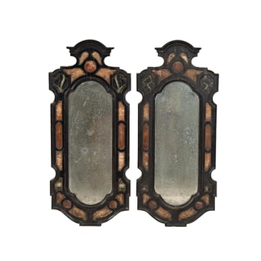 Pair of Italian Late 19th Century Marble Inset Mirrors
