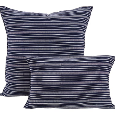 Navy and Off White Stripe Pillows