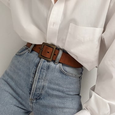 Vintage Armani Jeans Leather &amp; Brass Belt