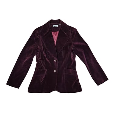 Campus Casuals 1970's Burgundy Cotton Velvet Blazer I Suit Coat I Jacket I Sz Med I B: 38" 