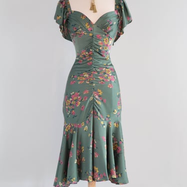 slim fit dress slacks Sage Green Betsey Johnson 90s Pink Floral Satin Dress – Empress Vintage