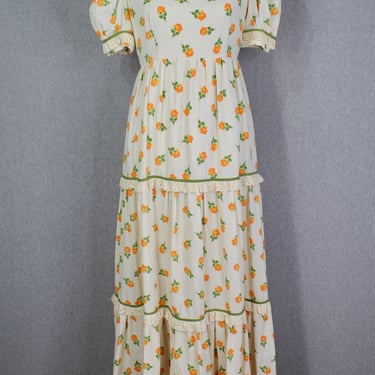 1960s 1970s - Floral Prairie Dress - Tiered Maxi Dress - Cottage Core - Gunne Sax Style 
