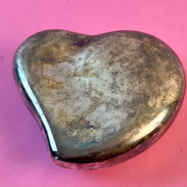 Vintage 90s Godinger Silver Art Co. Heart Shaped Jewelry Box with Velvet Lining 