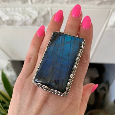 Framed Labradorite Ring A from Nepal