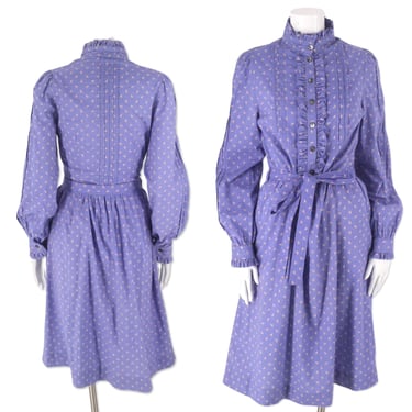 70s LAURA ASHLEY Wales prairie dress sz M, vintage 1970s calico prairie dress, UK cotton cottage core dress us 12 uk 14 