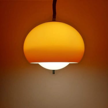 Rare Vintage  Meblo Guzzini Space Age Ceiling Light 'Burgos' / Orange Pendant Lamp / Mid Century Modern Lighting / Italy / 1970s 