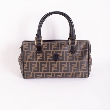 Vintage FENDI FF ZUCCA Monogram 2 Way Black Brown Jacquard