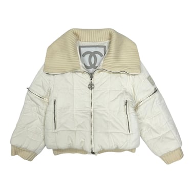 Chanel White Puffer Logo Coat