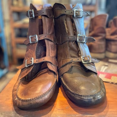Size 9 Vintage 1920s 1930s A-1 Shearling Lined Moccasin Flying Boots by G.H. Bass 2290 