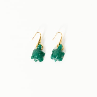 Turtle Earrings Green Agate