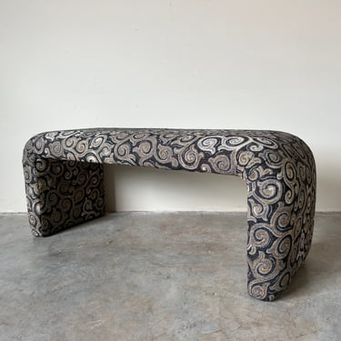 80's Post-Modern Waterfall Upholstered Bench 