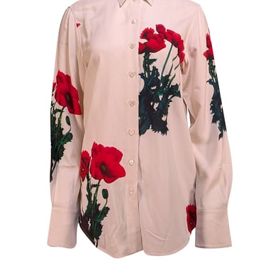 Victoria Beckham - Ivory Floral Print Button Down Shirt Sz 2