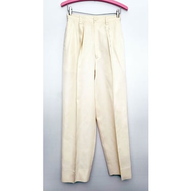 YOSHIE INABA Japan Vintage Pants Trousers Ivory Pleats White Small Size 1970's, 1980's Womens 