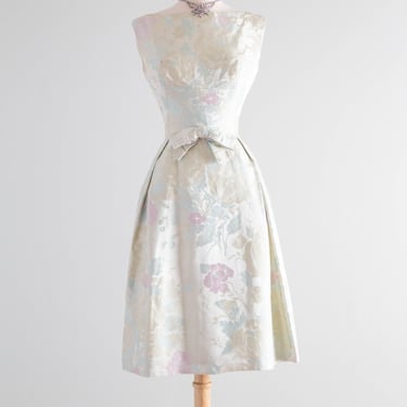 Stunning Early 1960's Silk Brocade Cocktail Dress By Hattie Carnegie / SM