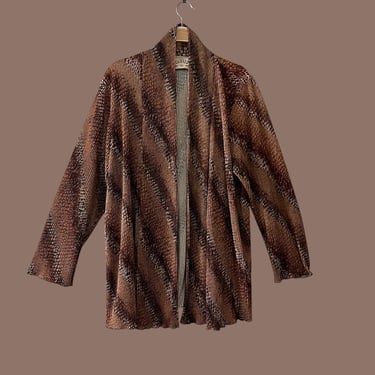 Vintage Abstract Open Cardigan Duster Jacket 