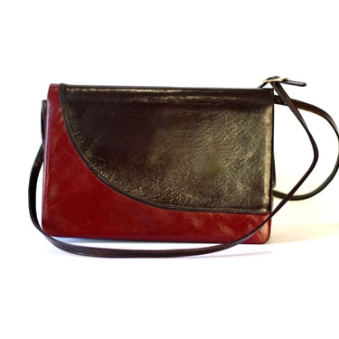 Vintage Bally Swiss Made Nappa Calfskin Leather Burgundy and Ruby Red Crossbody Purse - Early 1980s Purse 