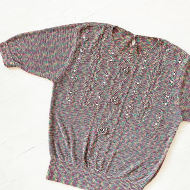 1970s does 1930s Rainbow and Pearl Knit Sweater Top 