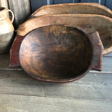 Folk Art Wood Bowl, Handcrafted, Breadmaking, Dough Proofing, Farm Table, Rustic European Farmhouse Cuisine 