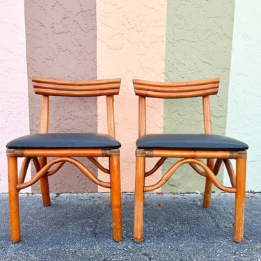 Pair of Rattan Side Chairs