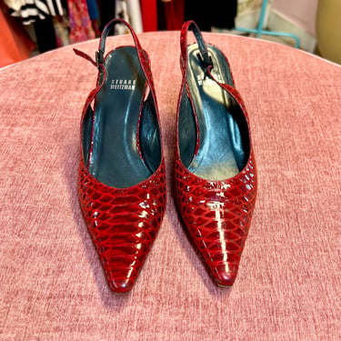 Vintage Stuart Weitzman Animal Print Red Heels