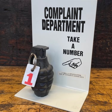 Complaint Sign Vintage Take a Number Bomb Comedy Gag Mid-Century Gift 