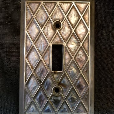 Vintage Hollywood Regency Mother of Pearl Inlay Switch Plate Cover