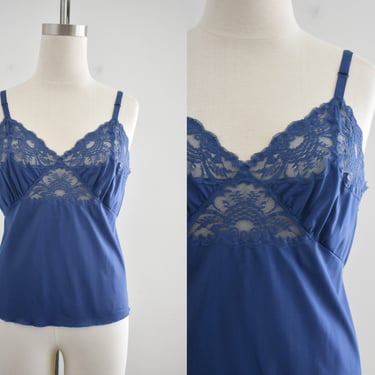 1970s Shadowline Deep Blue Camisole 