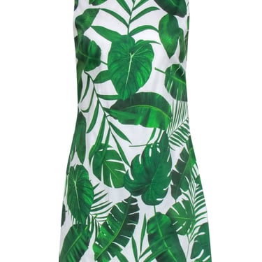 Alice &amp; Olivia - White &amp; Green Plant Print Sleeveless Mini Dress Sz 4