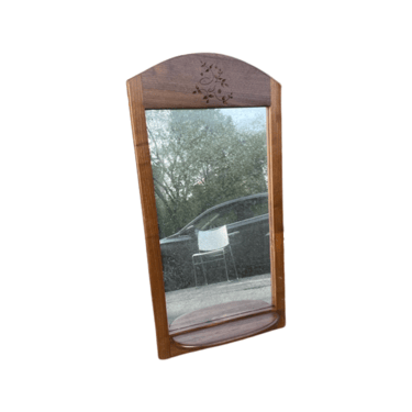 Vintage Wood Carved Mirror with Small Shelf