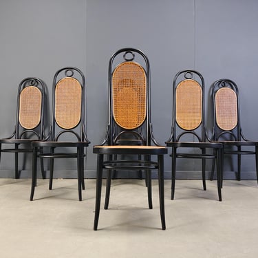 Thonet no. 207 dining chairs 'Long John', set of 6, 1980s - mid century thonet dining chairs - vintage thonet dining chairs 