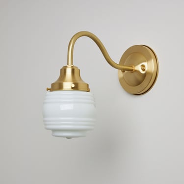 Kitchen Light Fixture - Nautical Theme - Farmhouse Lighting - Brass Wall Sconce - Jelly Jar Globe Shade - Vanity Fixture - Handblown Glass 