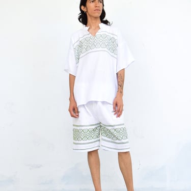 Woven Blouse and Shorts Set 
