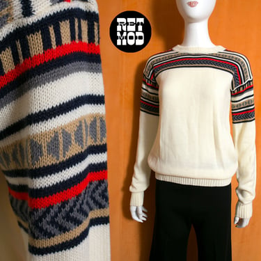 Vintage GAP 70s 80s Pullover Sweater with Striped Pattern 