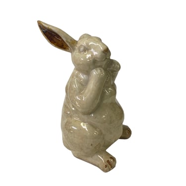 Gray Off White Beige Color Glaze Ceramic Rabbit Deco Figure ws2165E 