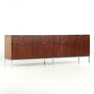 Florence Knoll Mid Century Walnut and Chrome Credenza - mcm 