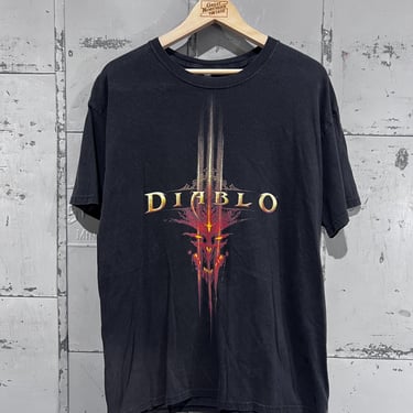 Vintage Diablo 3 III Promo T Shirt Mens L Black Video Game Blizzard Gamer 